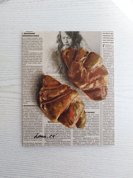 Croissants in the newspaper