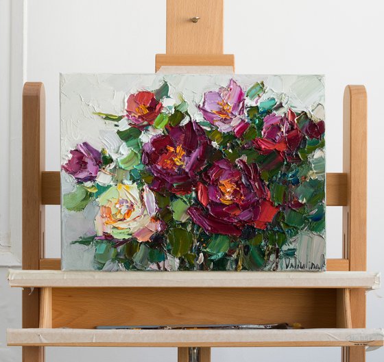 Roses impasto painting - Original oil painting