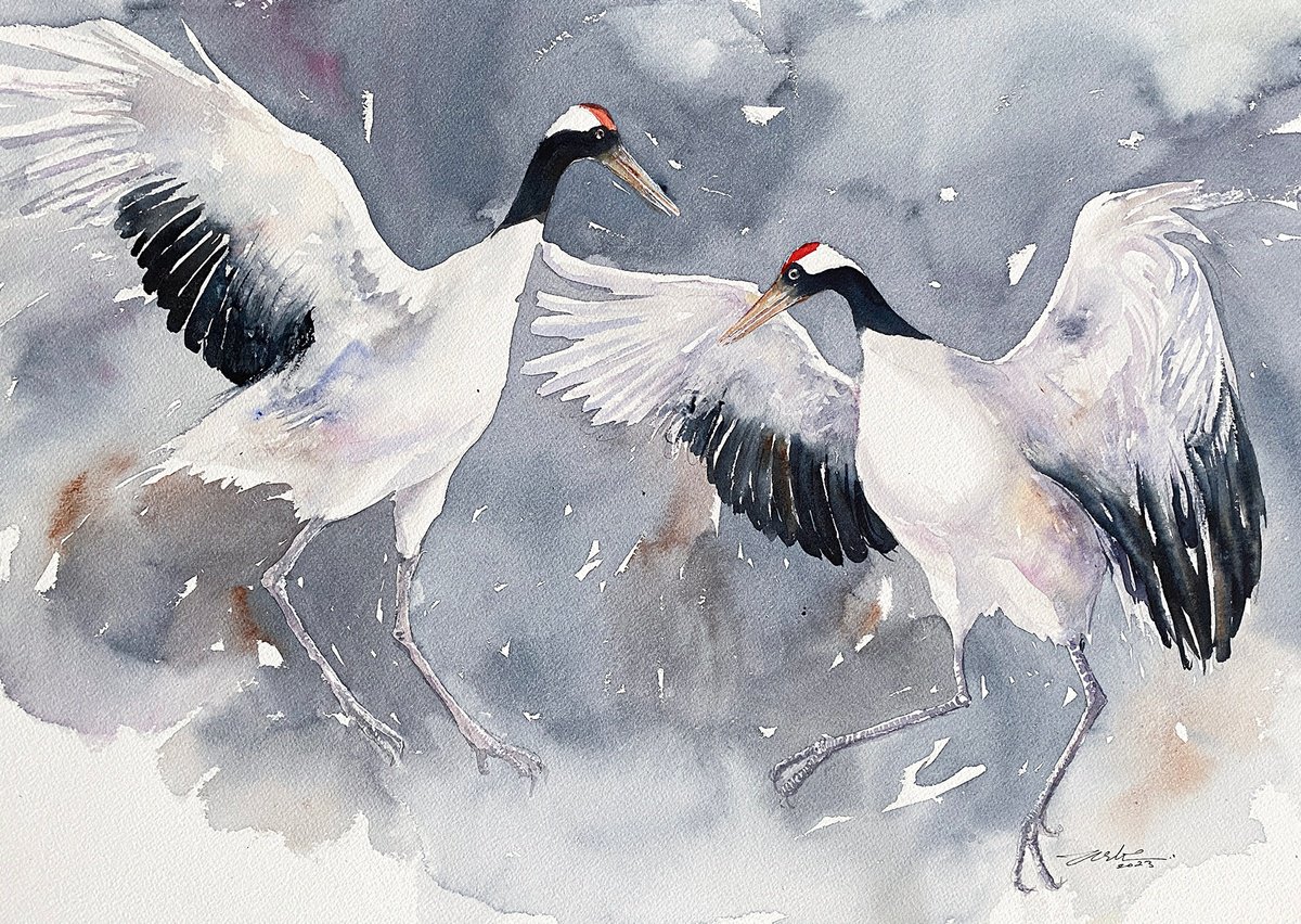 Red Crowned Cranes_ Soulmates by Arti Chauhan