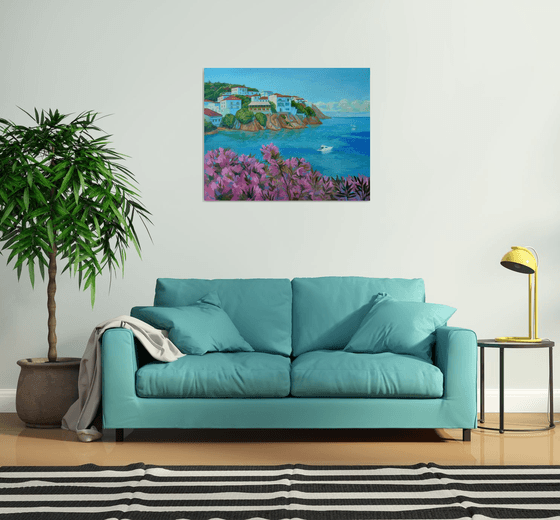 Sea view 80x100 cm Impressionistic Seascape Oil Painting Greece