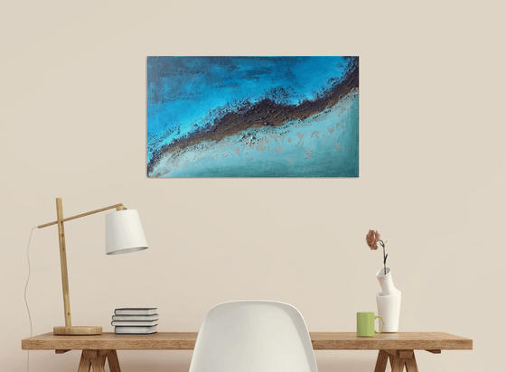 Abstract seascape - (40x70cm, oil painting, ready to hang)