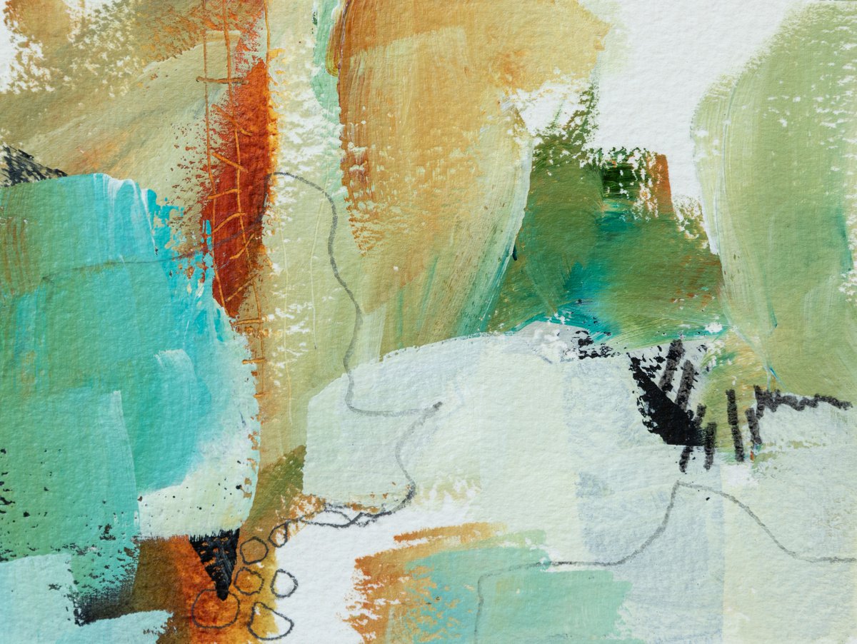 Paysage eclate #3 - Original abstract painting on paper - One of a kind by Chantal Proulx