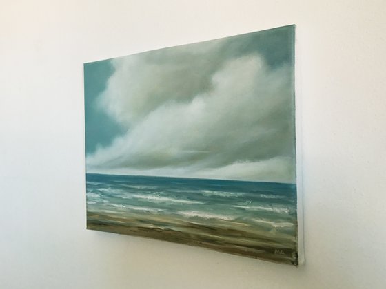 On The Shores Of Tomorrow - Original Seascape Oil Painting on Stretched Canvas