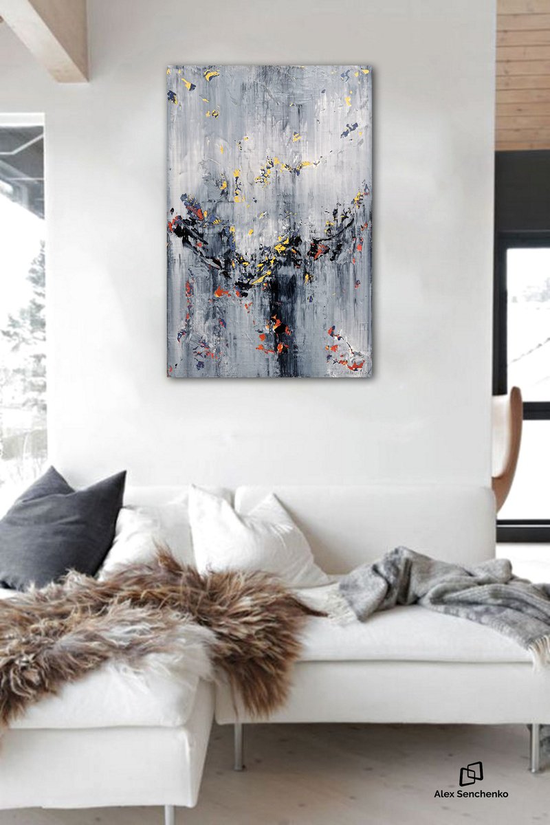 Abstract Acrylic Painting By Alex Senchenko, 24 X 35, Abstract 2182, Original Artwork