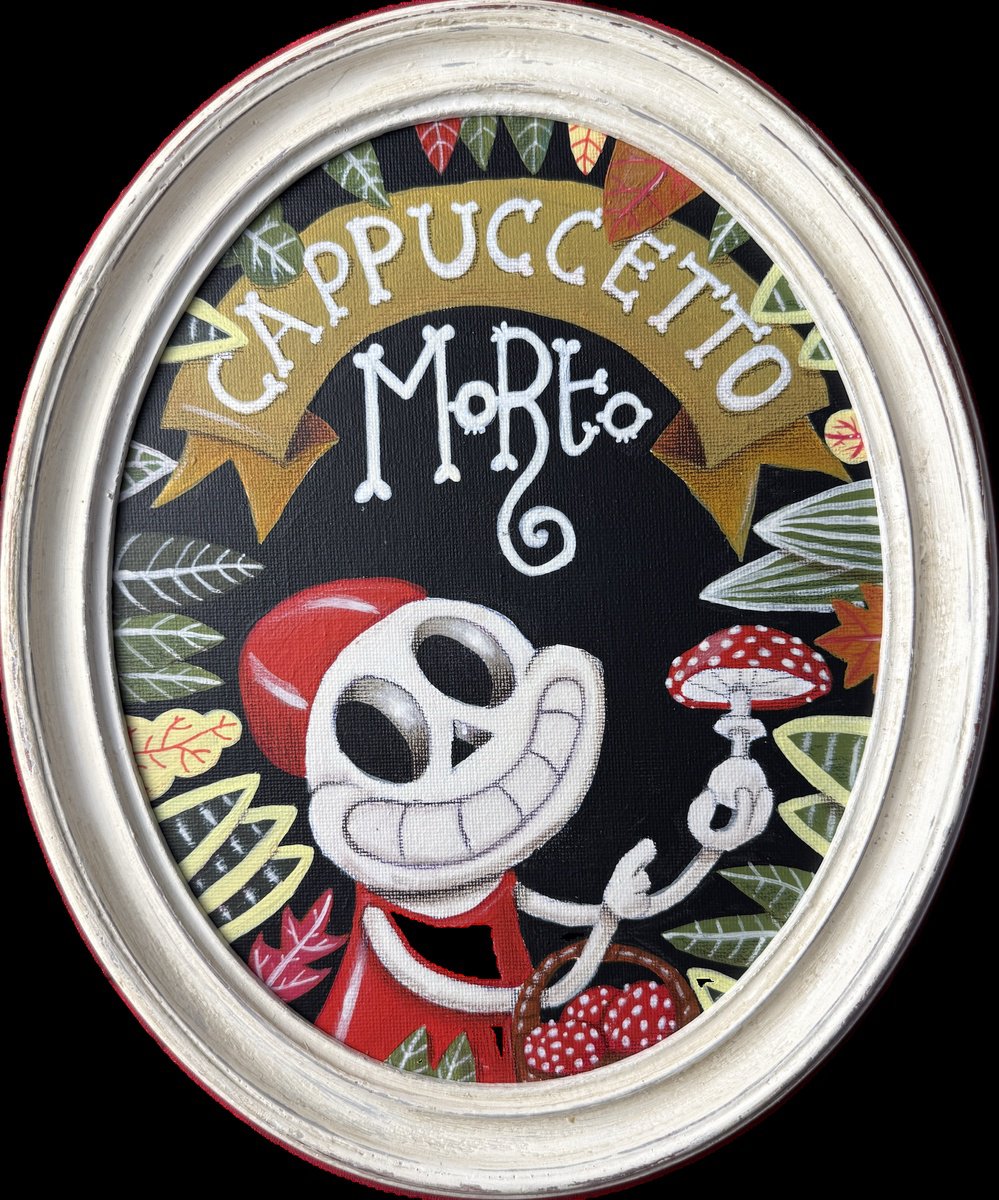 Cartoon Botanical Acrylic Painting By Paolo Andrea Deandrea, 10 X 12", 862 - Cappuccetto Morto, Original Artwork