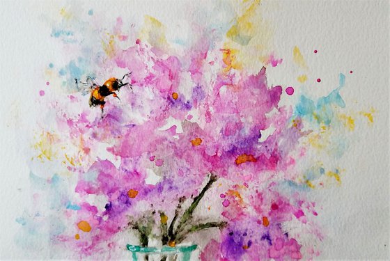 'BEE' Happy! #4/gift idea/free shipping in USA for any of my artworks