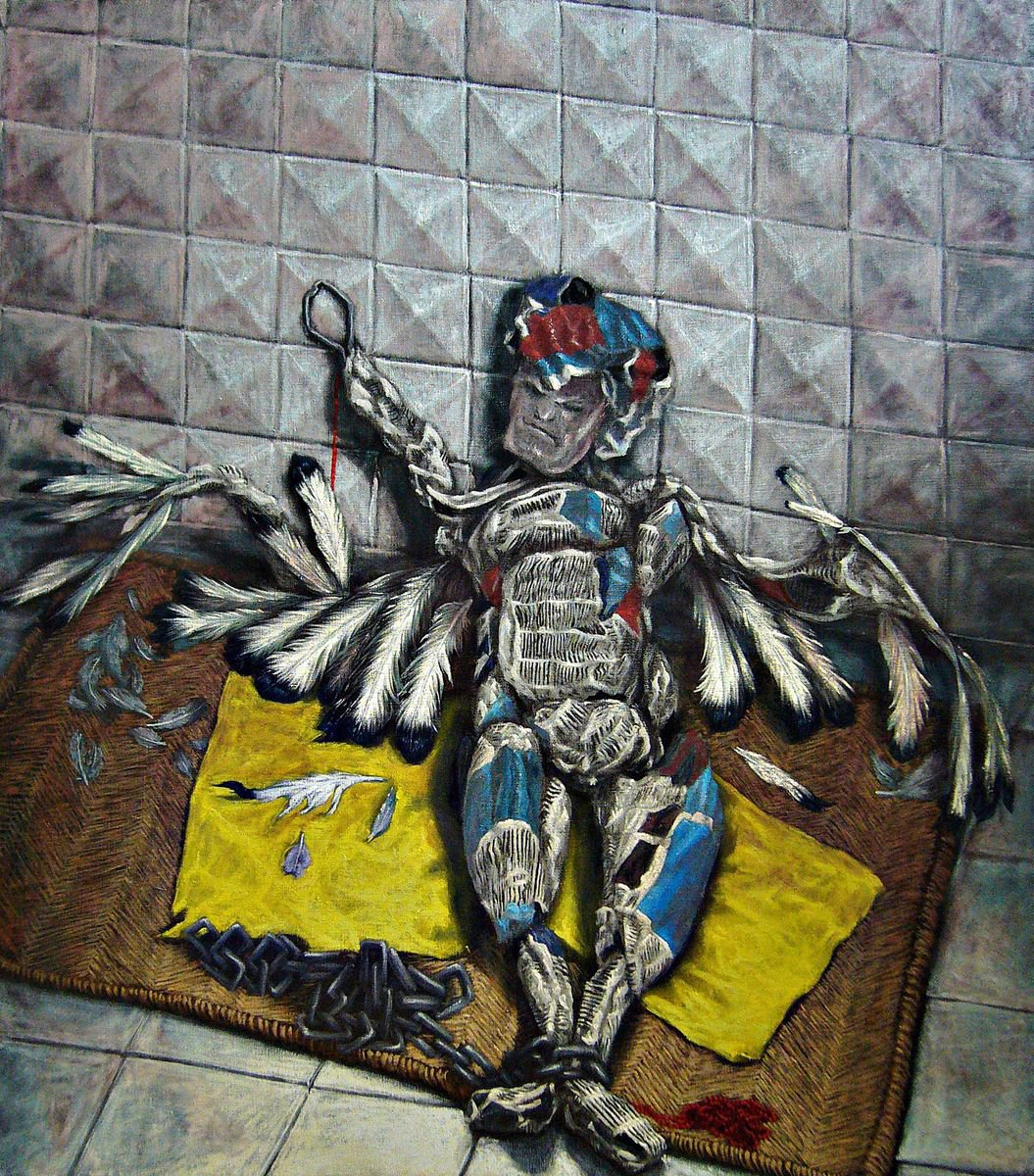 Portrait Oil Painting By Antonio Mele, 44 X 49, Lo Studio Di Mengele, Original Artwork