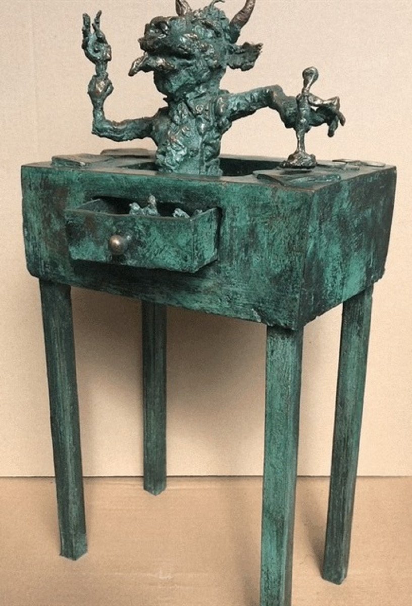 Surrealistic Animal Bronze Sculpture By Toth Erno, 10 X 23", Bureaucrat 1., Original Artwork