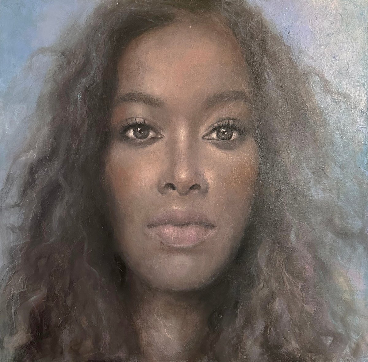 Impressionistic Portrait Oil Painting By Margarita Ivanova, 39 X 39", Wind, Original Artwork