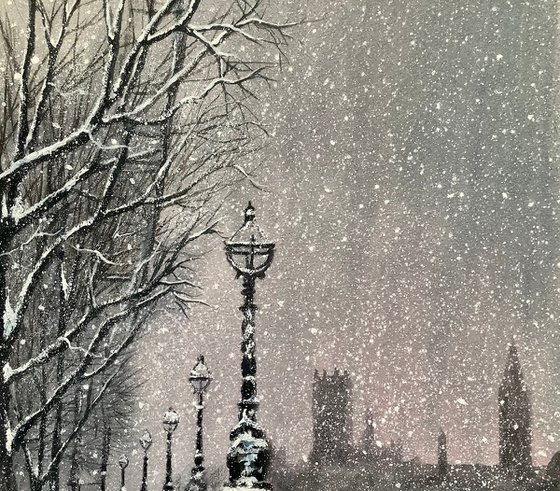 South Bank in the snow, London.