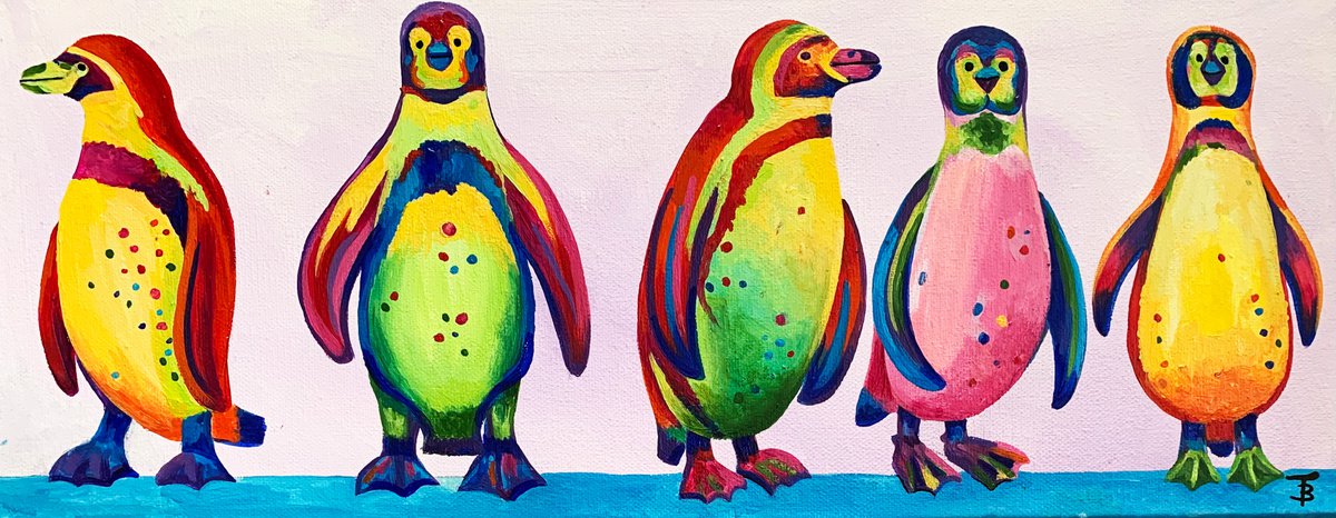Rainbow Penguin Parade by Tiffany Budd