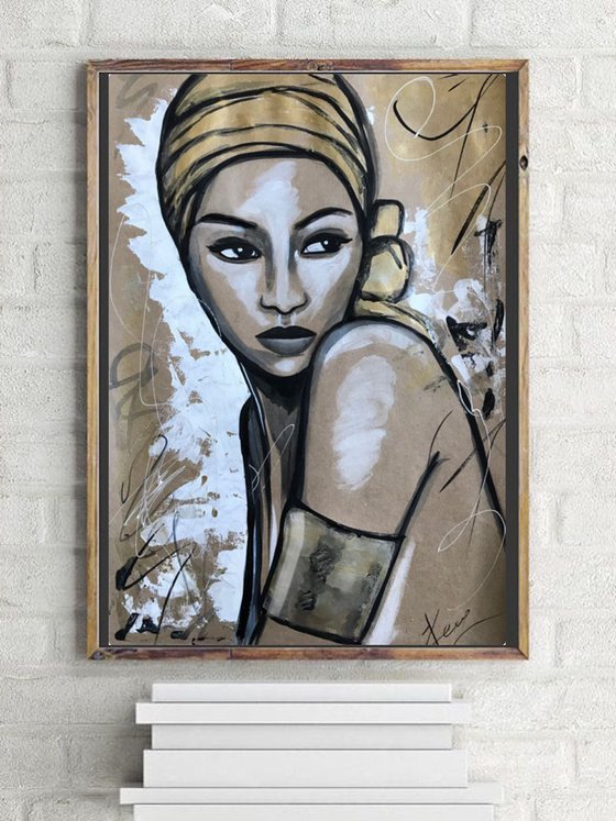 Acrylic painting on craft paper “African beauty”