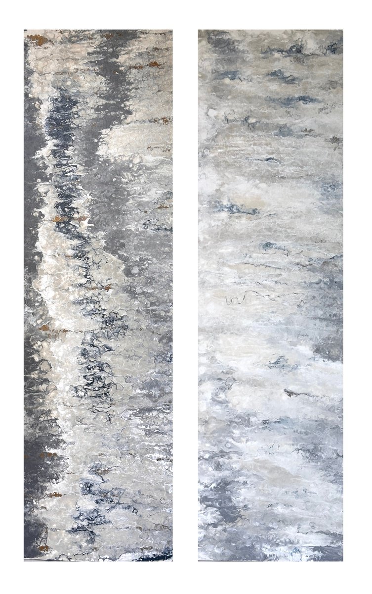 Vestige - Prussian Blue Bronze Diptych. By Kseniia Turik, 39 X 59, Artwork For Sale On Artfinder