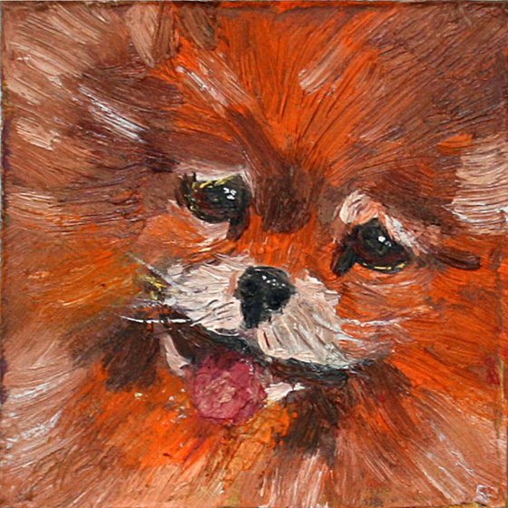 Dog 08.24 /4x4"  / FROM MY A SERIES OF MINI WORKS DOGS/ ORIGINAL PAINTING