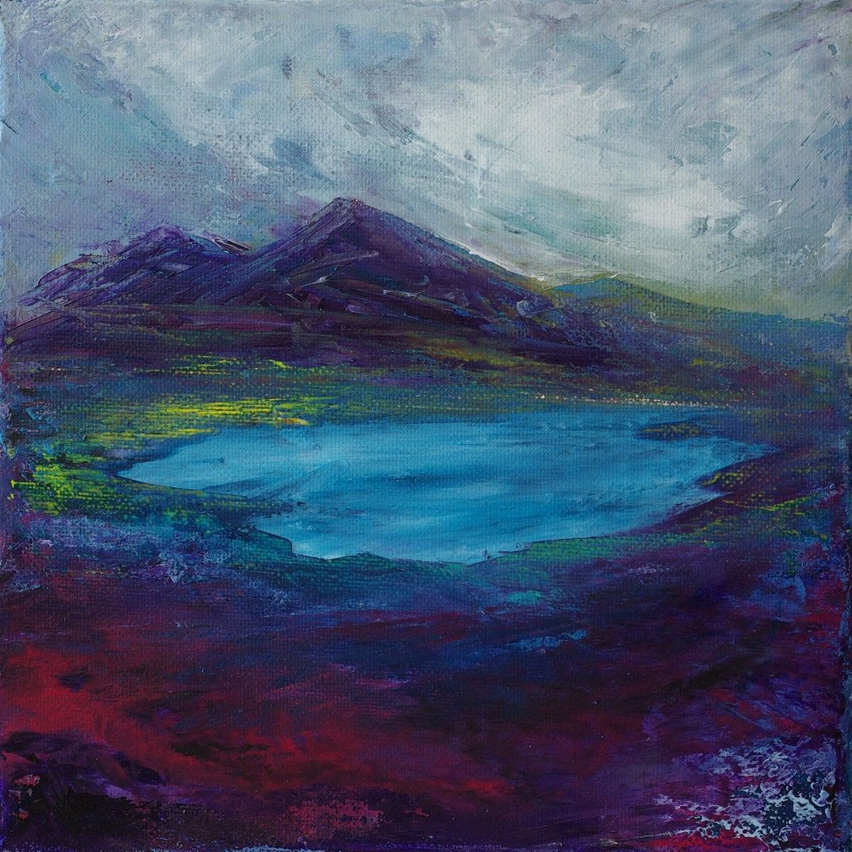 Impressionistic Landscape Acrylic Painting By Oconnart, 10 X 10", Lochan Gorm 1, Original Artwork