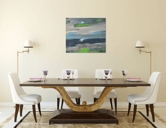 Expressionist painting - "Silver day" - Impressionism - Nature - Minimalism - Calm colors