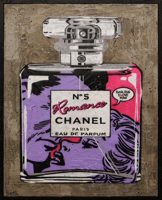 The Fragrance of Romance 120cm x 150cm Chanel Industrial Concrete Urban Pop Art Painting With Custom Etched Frame