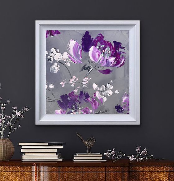 VERY PERI GREENHOUSE 3 -  Very peri art. Abstract flowers.  Purple art.