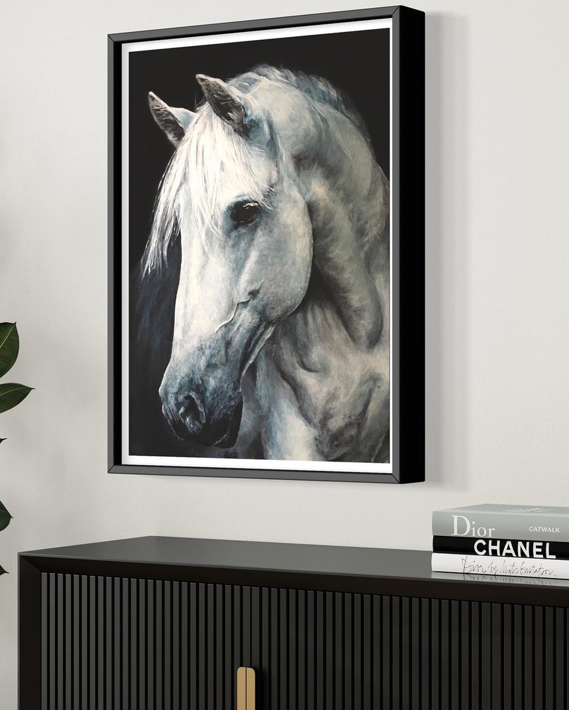 Horse, Blue Grey, Original Painting Animal Art Acrylic Painting By Paul 