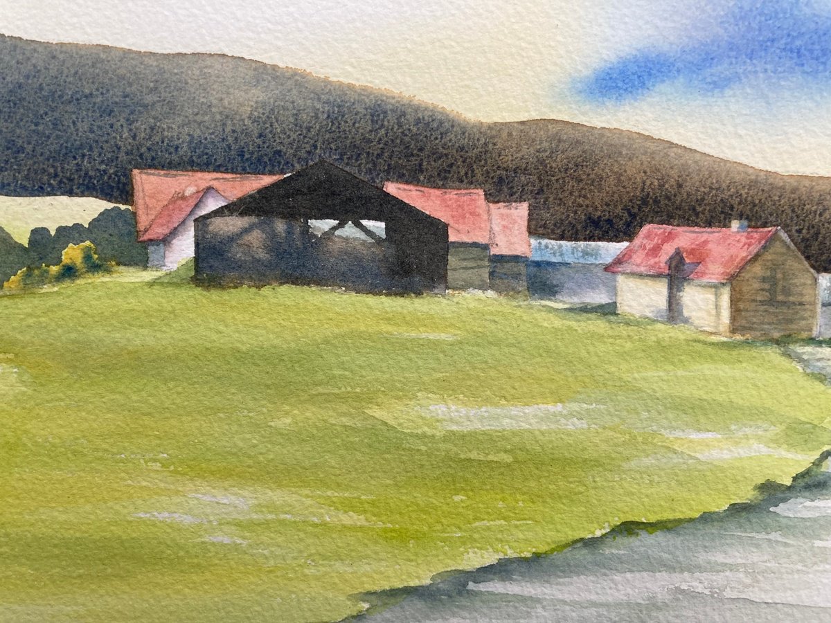 Impressionistic Landscape Watercolour By Silvie Wright, 14 X 10", Shropshire Farm, Original Artwork