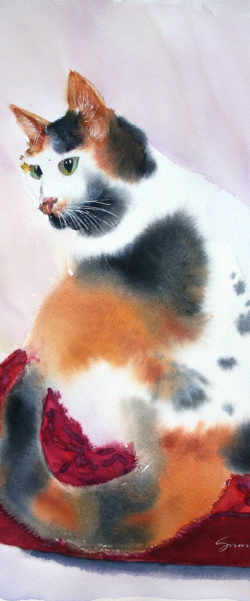 Cat VI / FROM THE ANIMAL PORTRAITS SERIES / ORIGINAL PAINTING by Salana Art