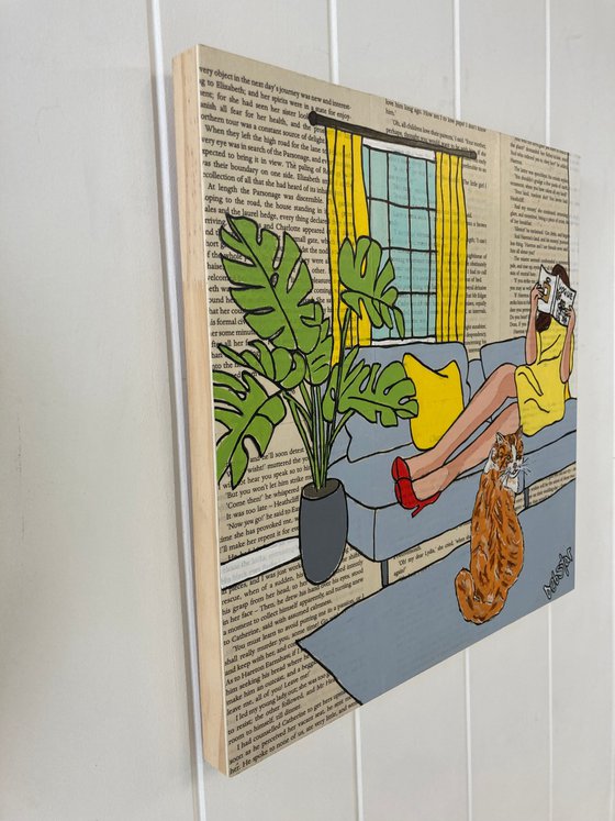 Cat Capers Lounging 30cm x 30cm