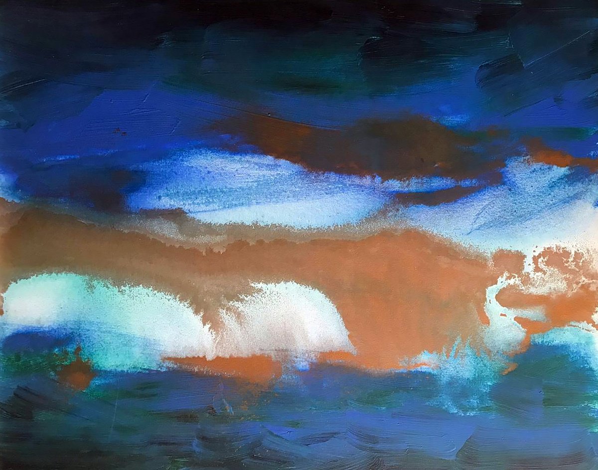 Impressionistic Abstract Acrylic Painting By Olga Melezhik, 24 X 31", Galaxy, Original Artwork