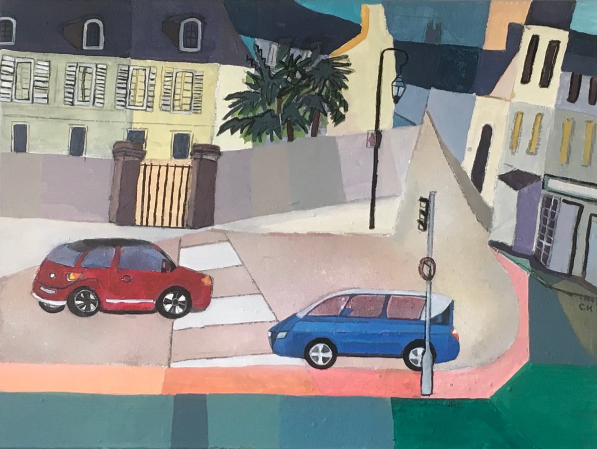 Impressionistic Cityscapes Painting By Chihiro Kinjo, 31 X 24, Behind The Bayeux Cathedral-1, Original Artwork