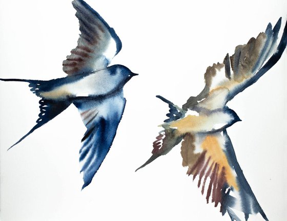 Swallows in Flight No. 12