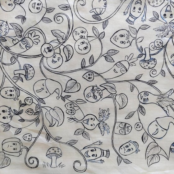 Doodles Acrylic on Silk