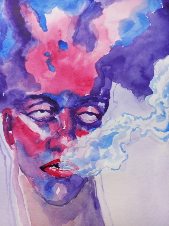 "Exhale and relax", Part I. Watercolor portrait