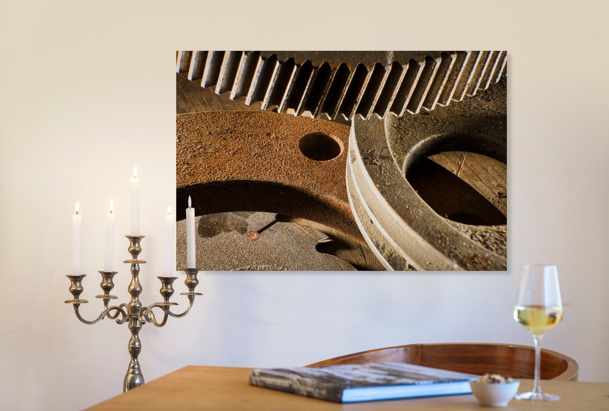 Photorealistic Still Life Photograph By Robbert Frank Hagens, 41 X 28", Old Gear Steel Vi On Dibond With Plexiglass, Artfinder