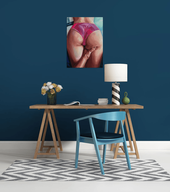 MAN"S PINK HAPPINESS - gift, painting, erotic art, canvas print, fine art paper print, decor art, wall art, poster, office art