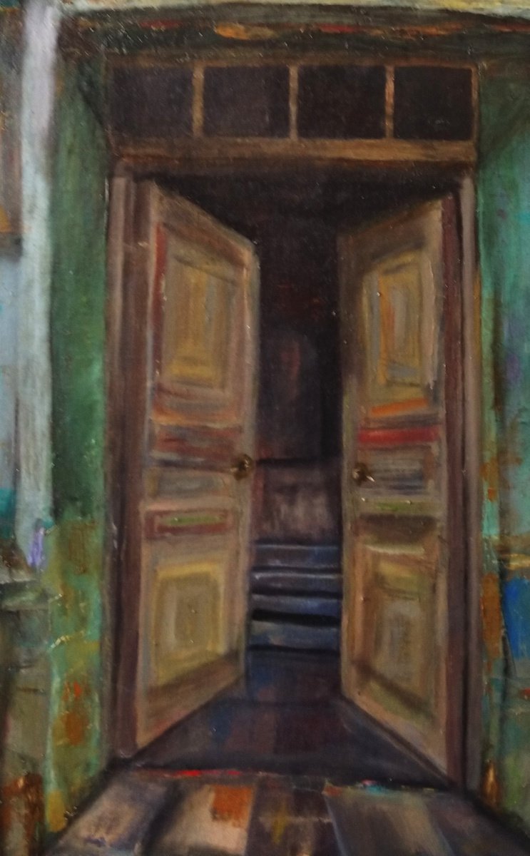 Impressionistic Landscape Oil Painting By Kamsar Ohanyan, 16 X 24", On The Old Street, Original Artwork