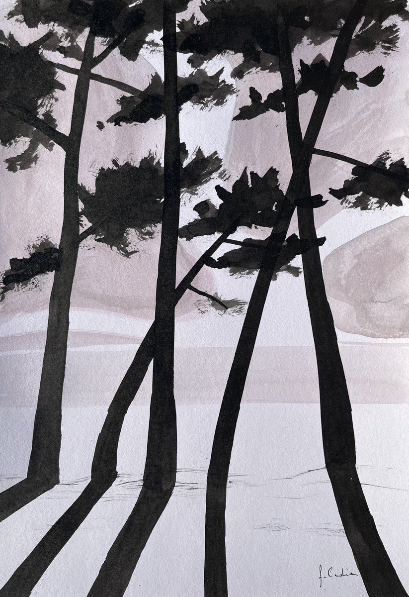 Landscape Painting By Cadiou Frederic, 9 X 13, Beach, Original Artwork