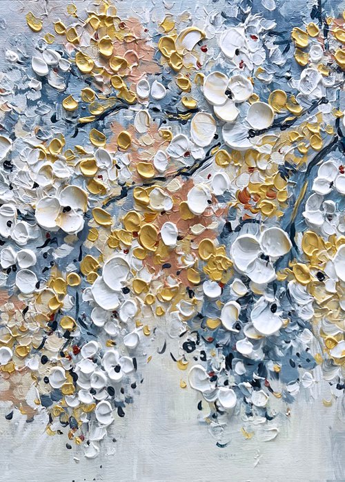 Sakura Gold Grey Branches by Lana Guise