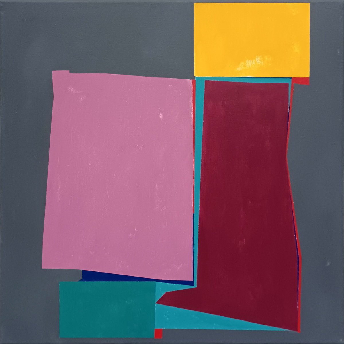 Geometric Abstract Acrylic Painting By Luis Medina, 20 X 20", Ng 41, Original Artwork