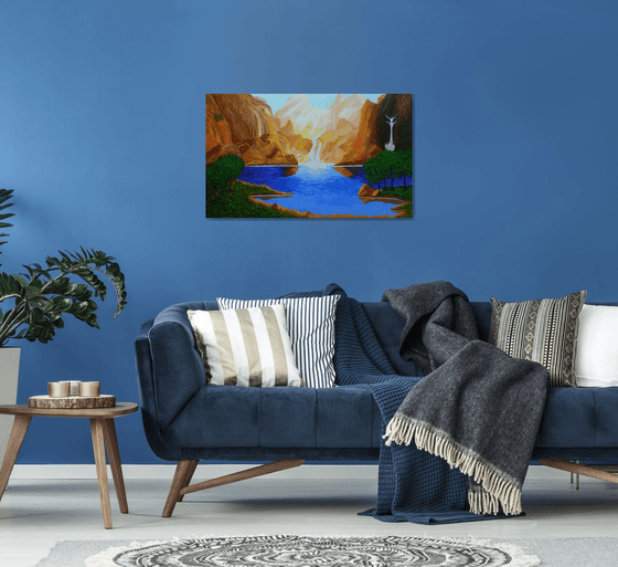 Speaking Water - river waterfalls landscape painting