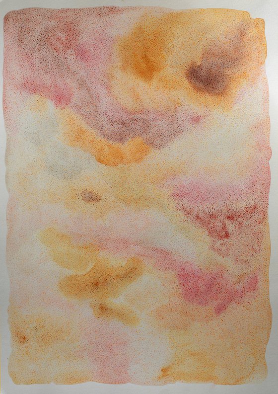 Warm palette abstract watercolor and colored pencils artwork made in unique style