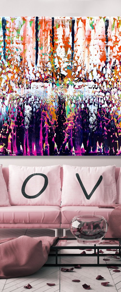 Feeling Freedom - XL LARGE,  ABSTRACT ART – EXPRESSIONS OF ENERGY AND LIGHT. READY TO HANG! by Julijana Ravbar