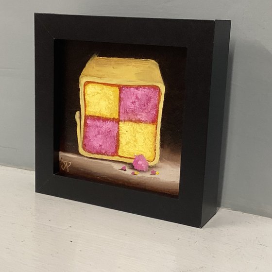 Little Battenberg cake slice