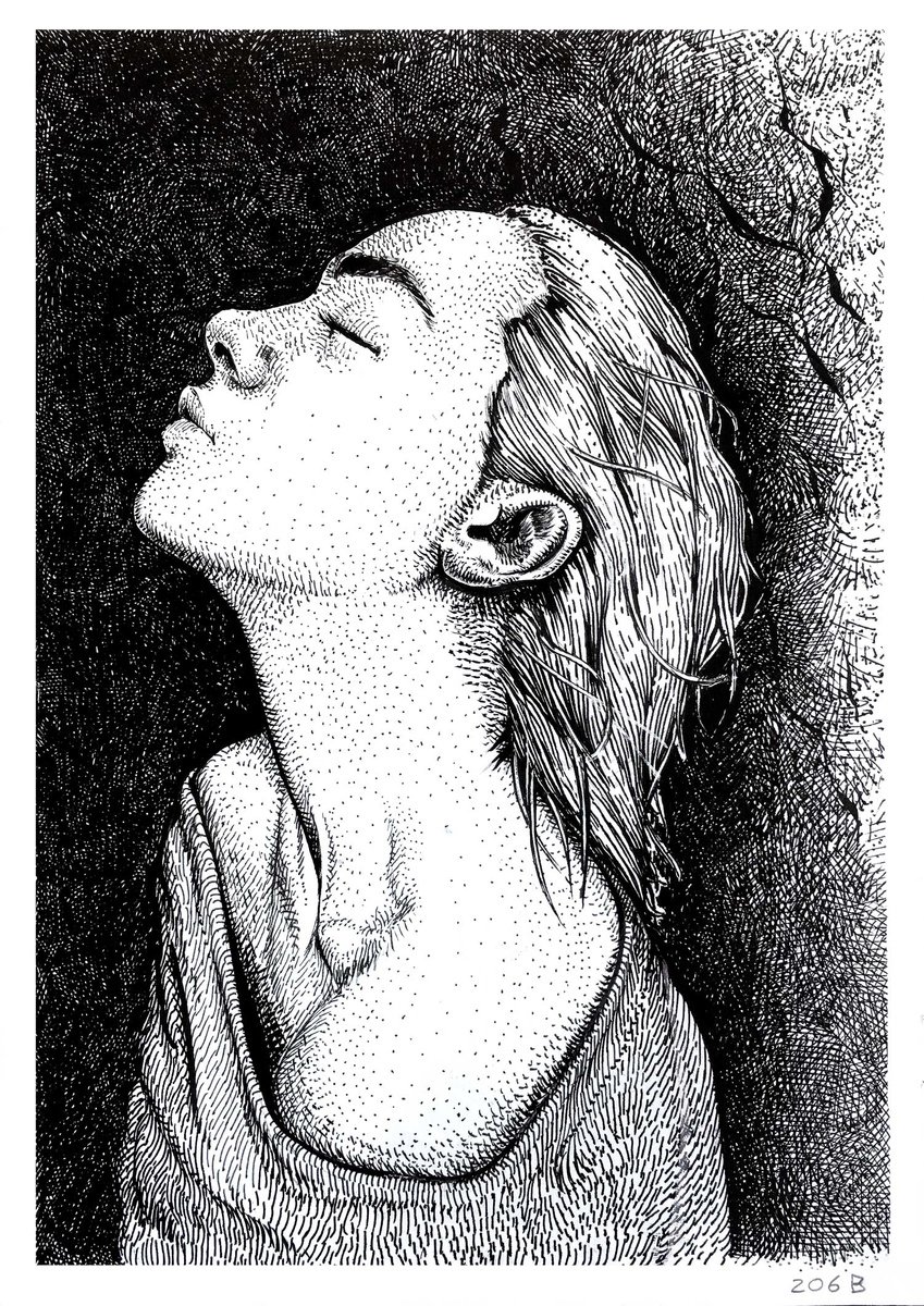 Portrait Ink Drawing By Dario Moschetta, 8 X 11, Portrait 206B.2020, Original Artwork