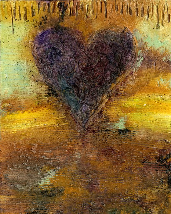 The Heart Endures  - Mixed Media Heart art  by Kathy Morton Stanion