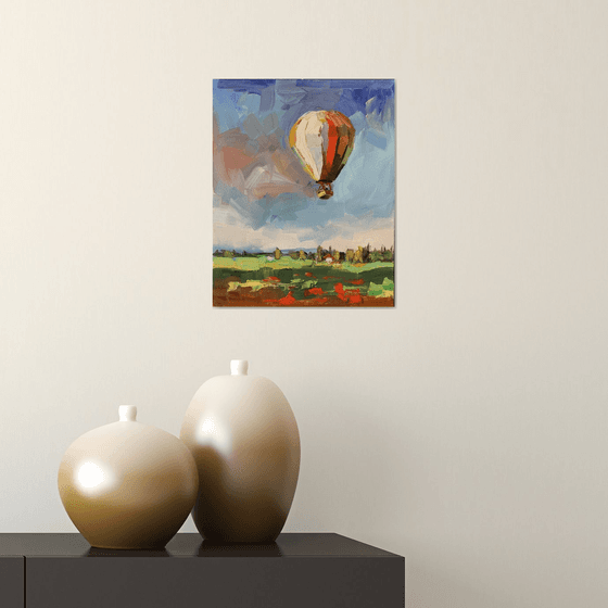 Landscape with an air balloon.