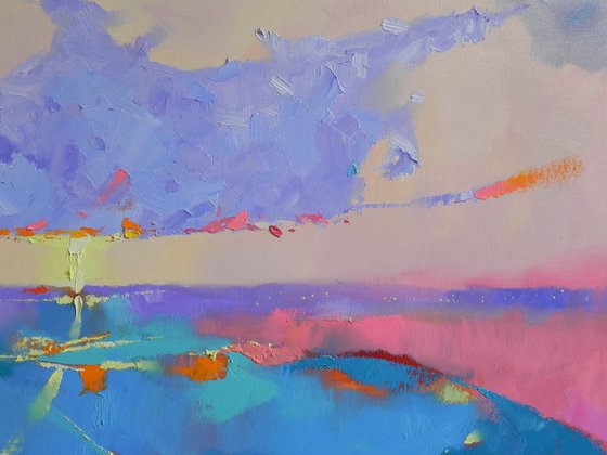 "Colors of the sky" Original painting Oil on canvas Abstract landscape