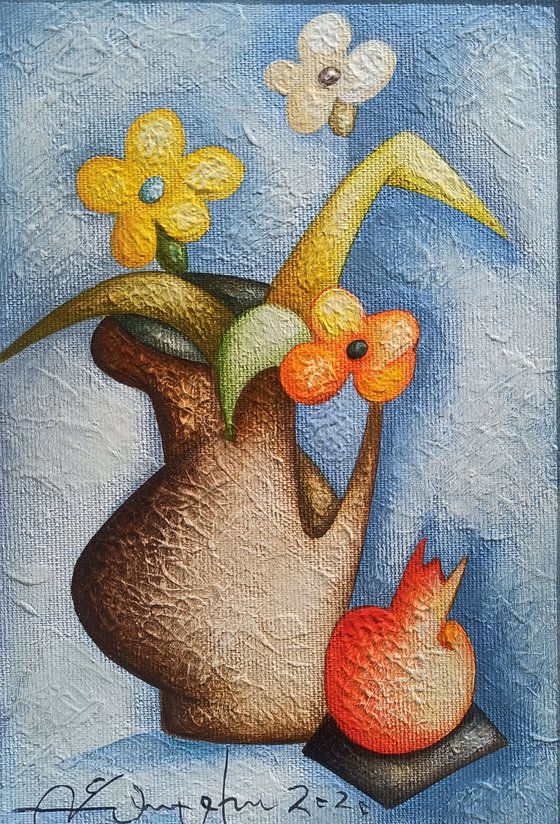 Still life (16.5x24.5cm, acrylic/canvas, ready to hang)