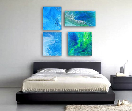 "Tropical Storm" - Original Quadriptych, Abstract PMS Acrylic Paintings Series - 40" x 40"