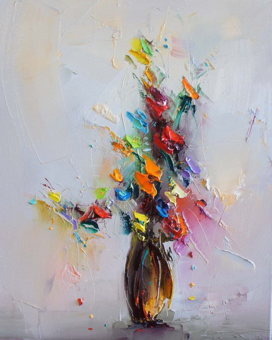 Flowers in vase , Flowers Oil Painting