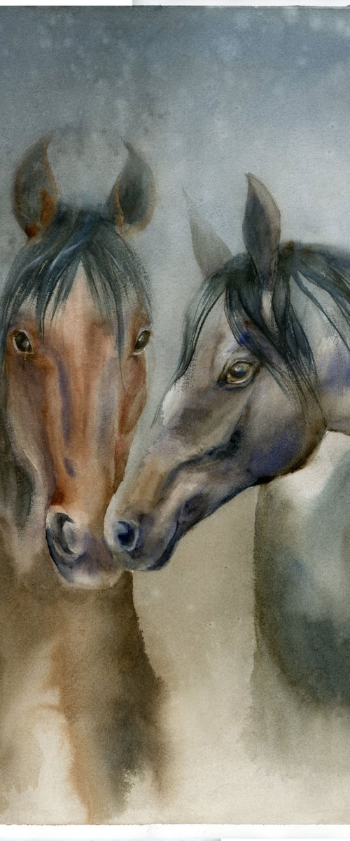 Two horses by Olga Tchefranov (Shefranov)