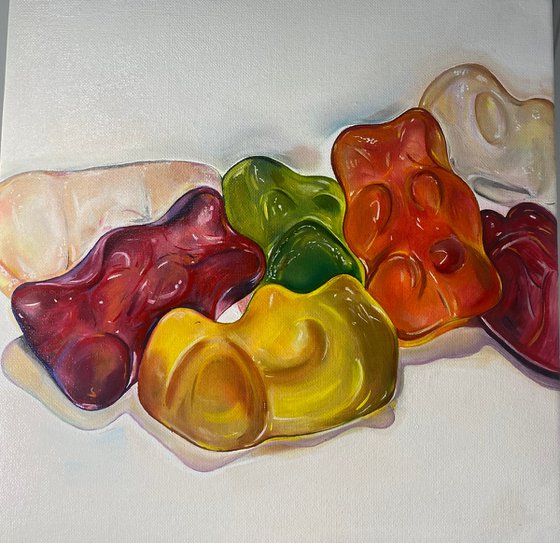 Gummy bear fun oil painting